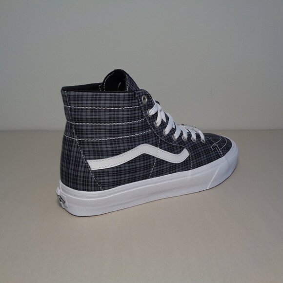 Vans Size 12 M Sk8-Hi TAPERED Black Plaid Canvas Sneakers New Women's Shoes - Picture 12 of 15